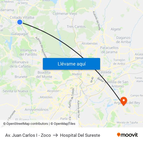 Av. Juan Carlos I - Zoco to Hospital Del Sureste map