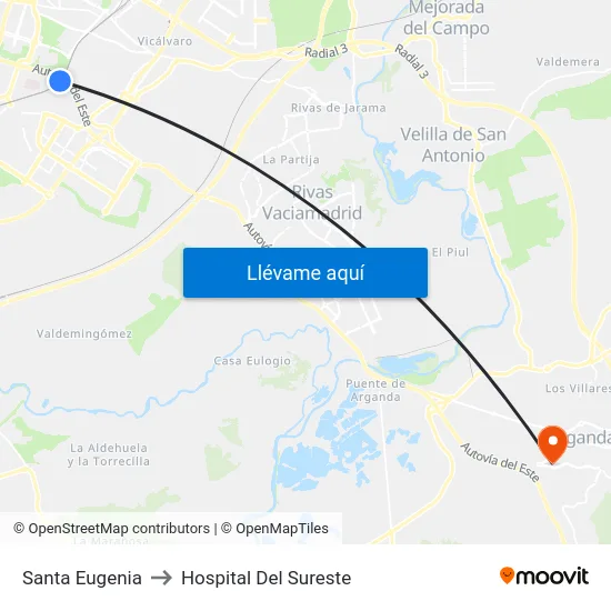 Santa Eugenia to Hospital Del Sureste map