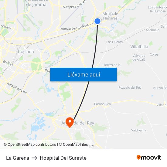 La Garena to Hospital Del Sureste map
