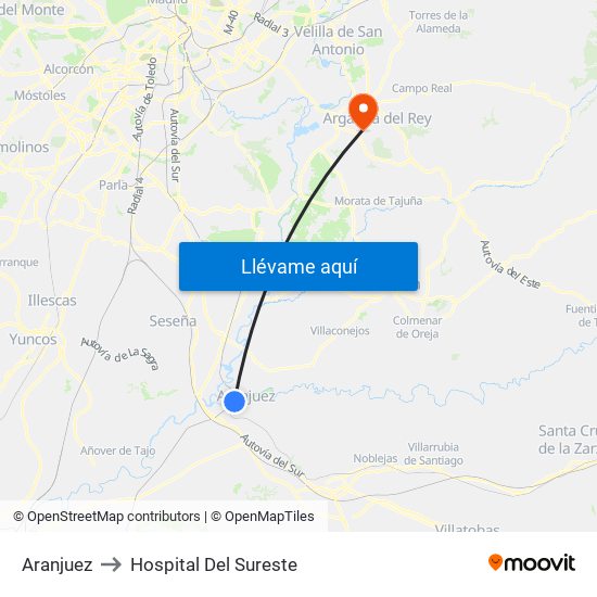 Aranjuez to Hospital Del Sureste map