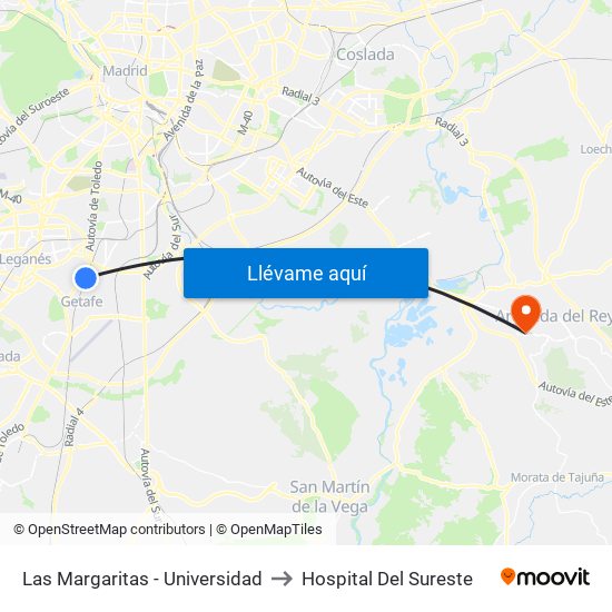 Las Margaritas - Universidad to Hospital Del Sureste map