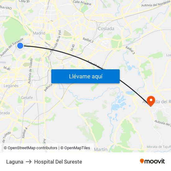 Laguna to Hospital Del Sureste map