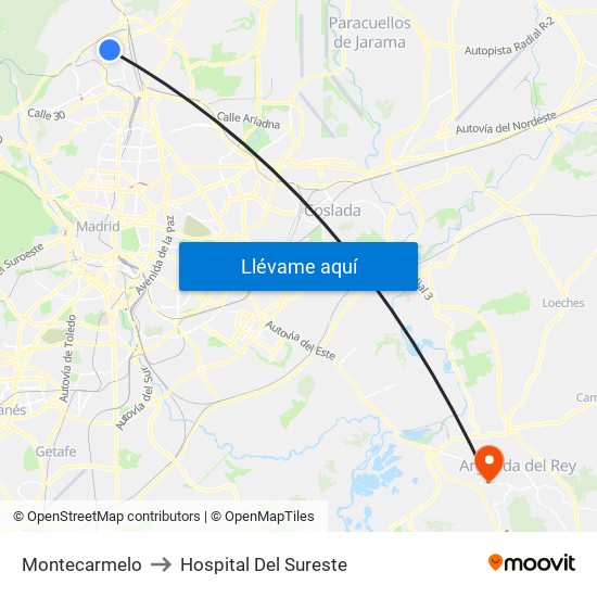 Montecarmelo to Hospital Del Sureste map