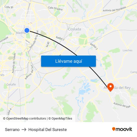 Serrano to Hospital Del Sureste map