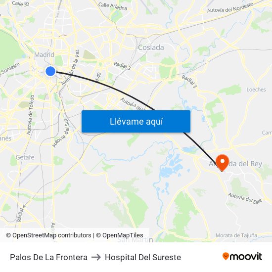 Palos De La Frontera to Hospital Del Sureste map