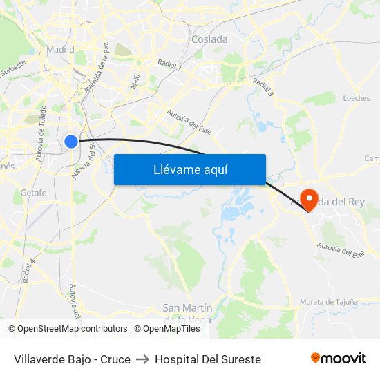 Villaverde Bajo - Cruce to Hospital Del Sureste map