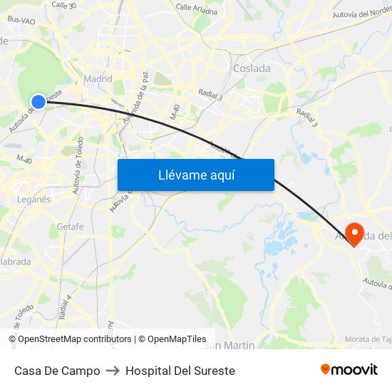 Casa De Campo to Hospital Del Sureste map