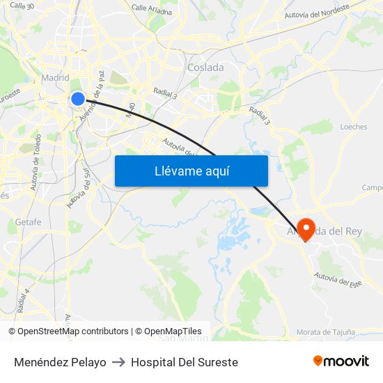 Menéndez Pelayo to Hospital Del Sureste map