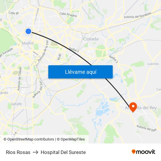 Ríos Rosas to Hospital Del Sureste map