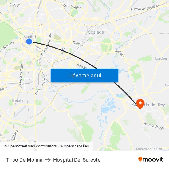 Tirso De Molina to Hospital Del Sureste map