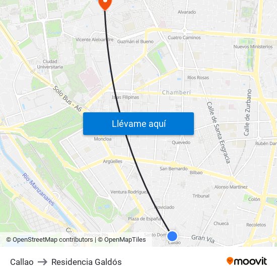 Callao to Residencia Galdós map