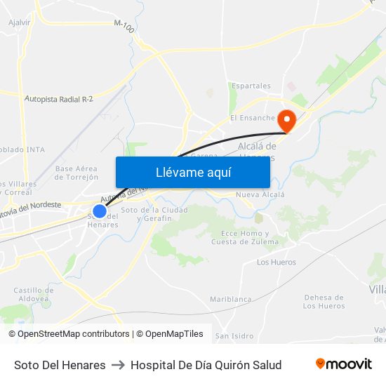 Soto Del Henares to Hospital De Día Quirón Salud map