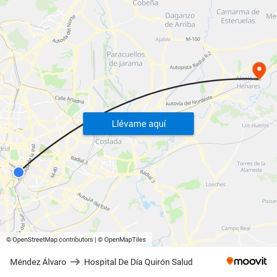 Méndez Álvaro to Hospital De Día Quirón Salud map