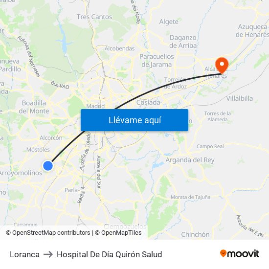 Loranca to Hospital De Día Quirón Salud map