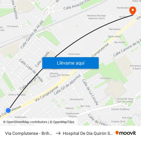 Vía Complutense - Brihuega to Hospital De Día Quirón Salud map