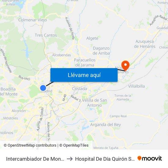 Intercambiador De Moncloa to Hospital De Día Quirón Salud map