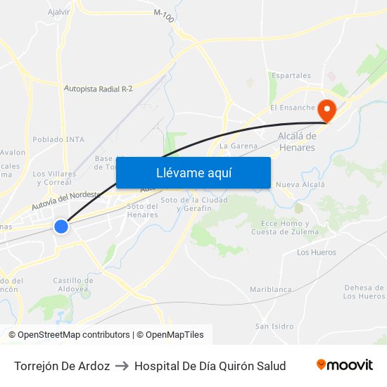 Torrejón De Ardoz to Hospital De Día Quirón Salud map