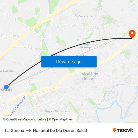 La Garena to Hospital De Día Quirón Salud map
