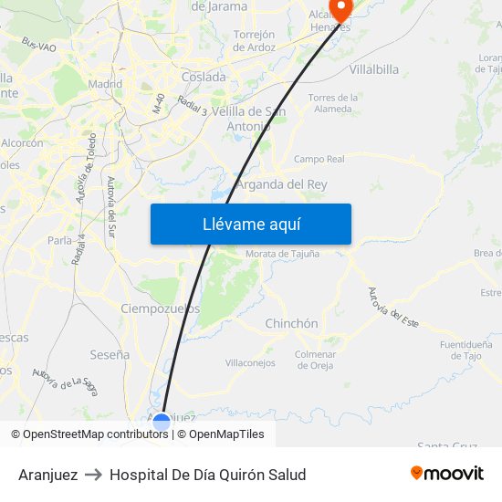 Aranjuez to Hospital De Día Quirón Salud map