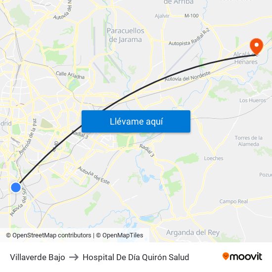 Villaverde Bajo to Hospital De Día Quirón Salud map