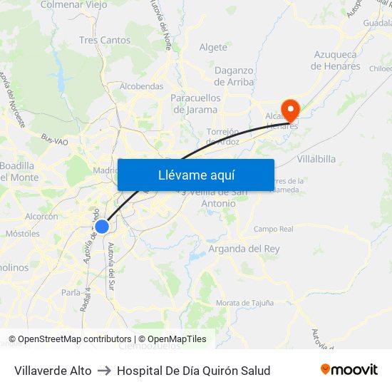 Villaverde Alto to Hospital De Día Quirón Salud map