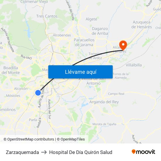 Zarzaquemada to Hospital De Día Quirón Salud map