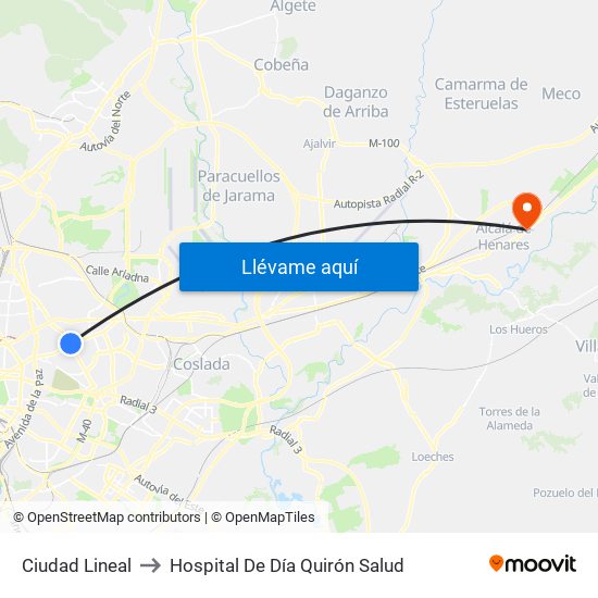 Ciudad Lineal to Hospital De Día Quirón Salud map