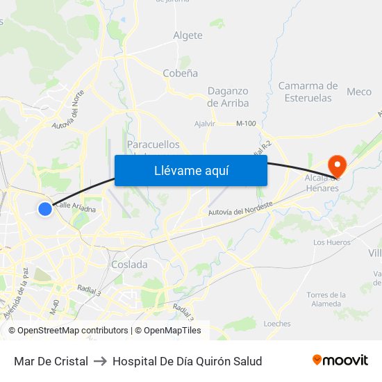 Mar De Cristal to Hospital De Día Quirón Salud map