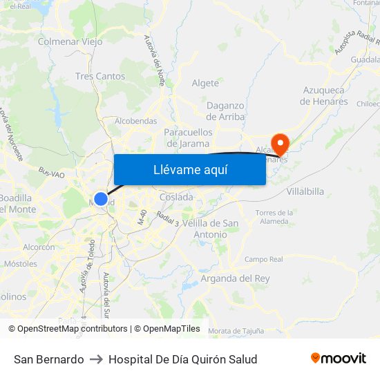 San Bernardo to Hospital De Día Quirón Salud map