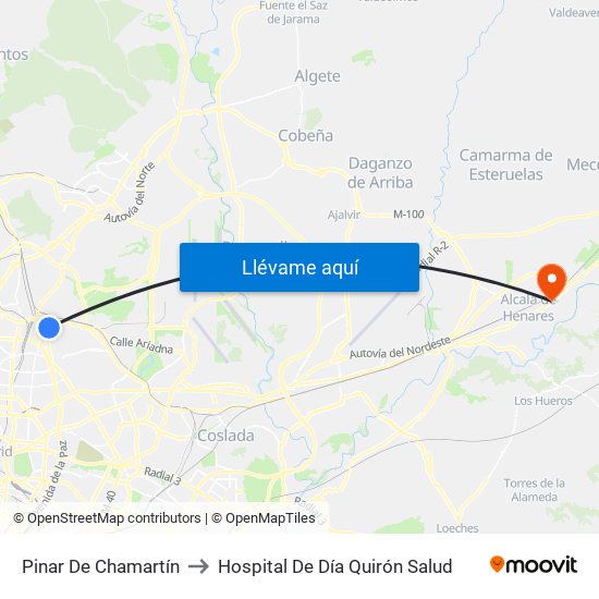 Pinar De Chamartín to Hospital De Día Quirón Salud map