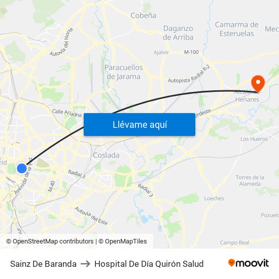 Sainz De Baranda to Hospital De Día Quirón Salud map