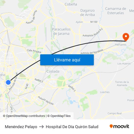 Menéndez Pelayo to Hospital De Día Quirón Salud map