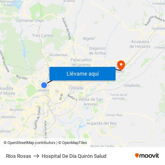 Ríos Rosas to Hospital De Día Quirón Salud map