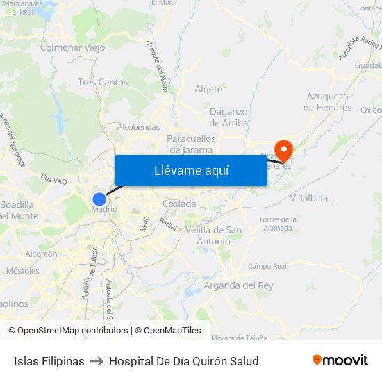 Islas Filipinas to Hospital De Día Quirón Salud map