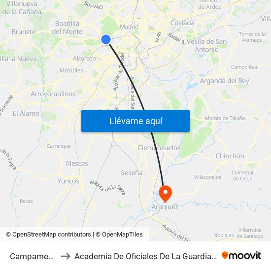 Campamento to Academia De Oficiales De La Guardia Civil map