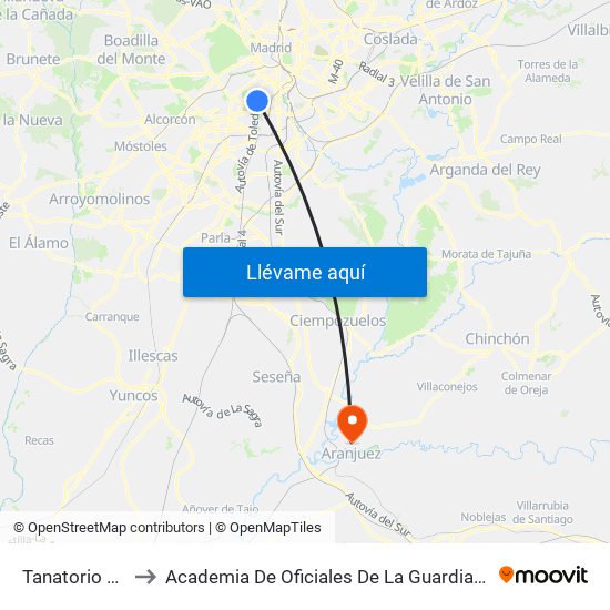Tanatorio Sur to Academia De Oficiales De La Guardia Civil map