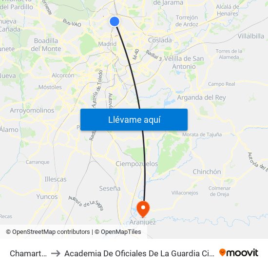 Chamartín to Academia De Oficiales De La Guardia Civil map