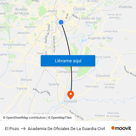 El Pozo to Academia De Oficiales De La Guardia Civil map