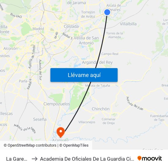 La Garena to Academia De Oficiales De La Guardia Civil map