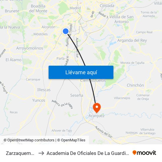 Zarzaquemada to Academia De Oficiales De La Guardia Civil map