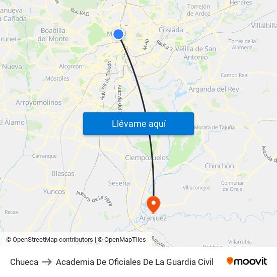 Chueca to Academia De Oficiales De La Guardia Civil map