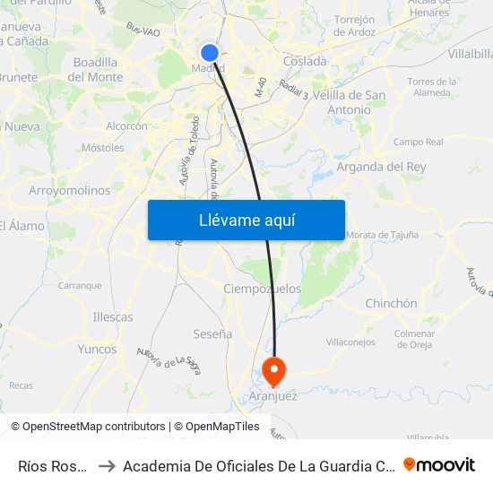 Ríos Rosas to Academia De Oficiales De La Guardia Civil map