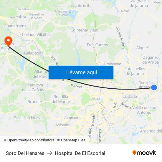 Soto Del Henares to Hospital De El Escorial map