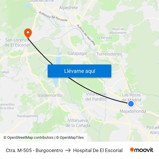 Ctra. M-505 - Burgocentro to Hospital De El Escorial map