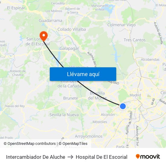 Intercambiador De Aluche to Hospital De El Escorial map