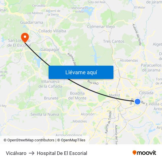 Vicálvaro to Hospital De El Escorial map