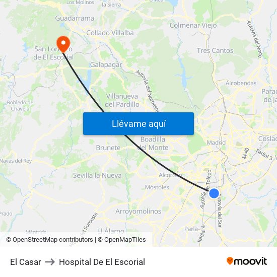 El Casar to Hospital De El Escorial map