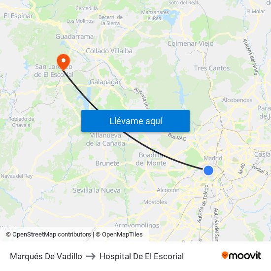 Marqués De Vadillo to Hospital De El Escorial map