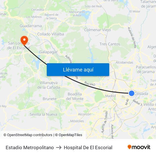 Estadio Metropolitano to Hospital De El Escorial map