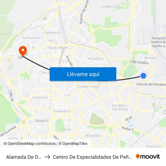 Alameda De Osuna to Centro De Especialidades De Peñagrande. map